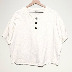Madewell Oversized Boxy Short Sleeve Button Top Women’s Size L